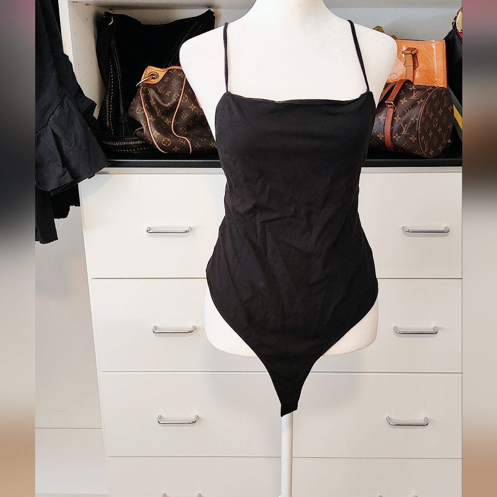 NWT!! Free People Fine By Me Bodysuit, black size M